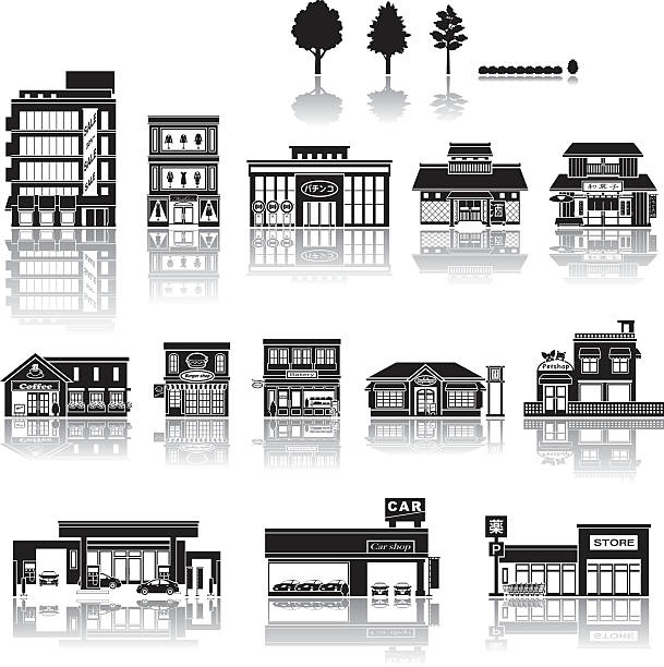 Building icon / silhouette Illustration of the building bakery silhouettes stock illustrations