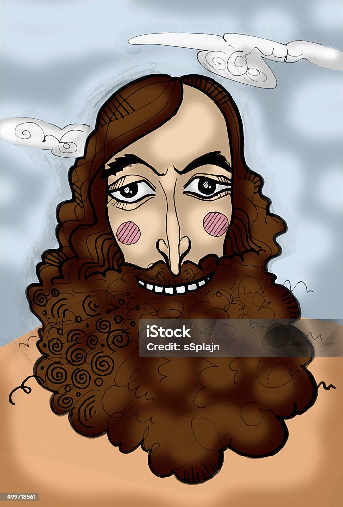 Caricatura Ritratto di uomo barbuto - Illustrazione stock royalty-free di Adulto
