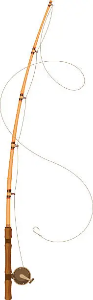Vector illustration of vintage fishing pole