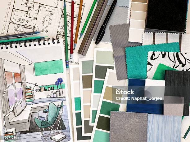 Home Decoration And Renovation Concept Stock Photo - Download Image Now - Interior Designer, Indoors, Plan - Document