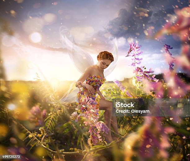 Beautiful Fairy Stock Photo - Download Image Now - Fairy Costume, Women, Flower