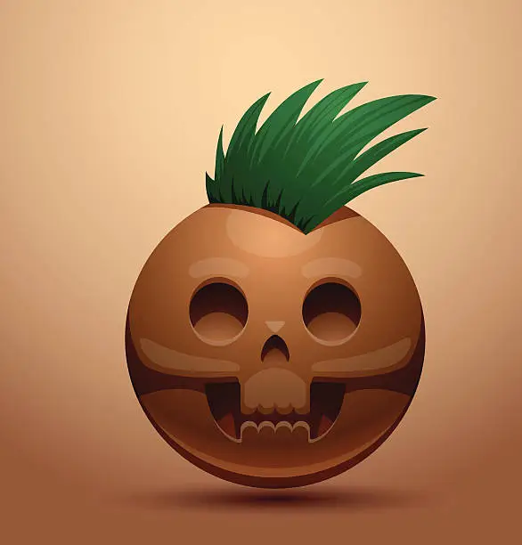 Vector illustration of Round skull with mohawk