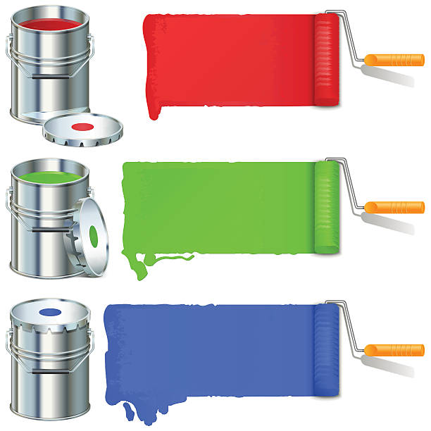 ilustrações, clipart, desenhos animados e ícones de vetor roller de pincel e tinta - color swatch home improvement choice colors