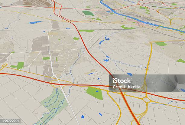 City Map 3d Rendering Image Stock Photo - Download Image Now - Road Map, Digitally Generated Image, Map