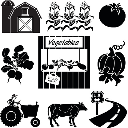 A vector illustration of  a farm stand by the road.