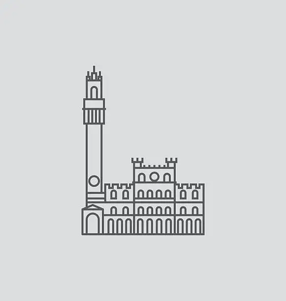 Vector illustration of Piazza Del Campo, Siena line Illustration