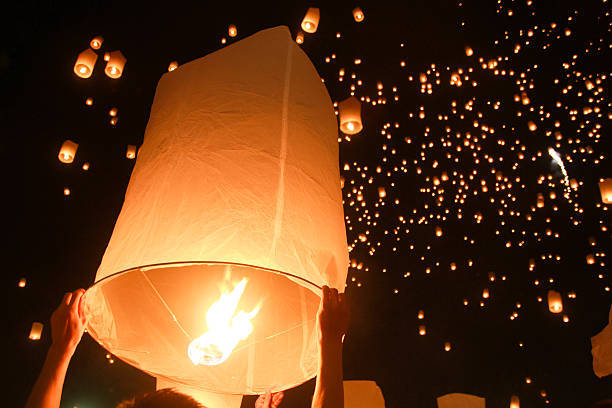 istock Yeepeng festival and fire work in chiangmai, Thailand 499725142