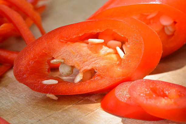 istock Sliced Chili Pepper on wooden chopping board 499725858
