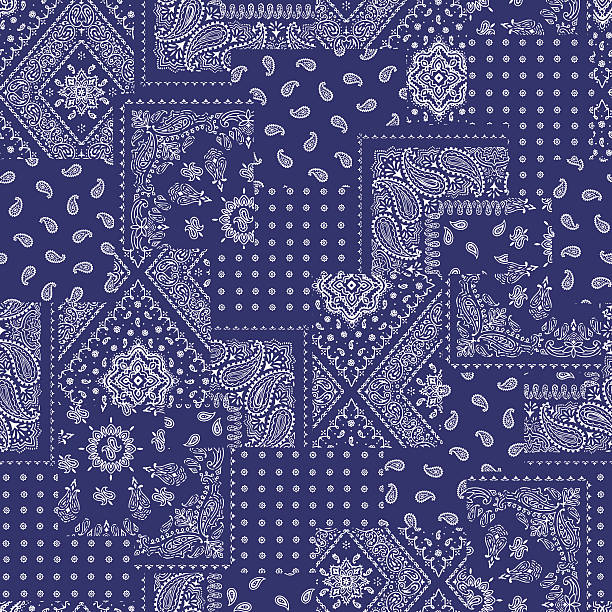 bandanna 디자인식 패치워크 - quilt patchwork textile blanket stock illustrations