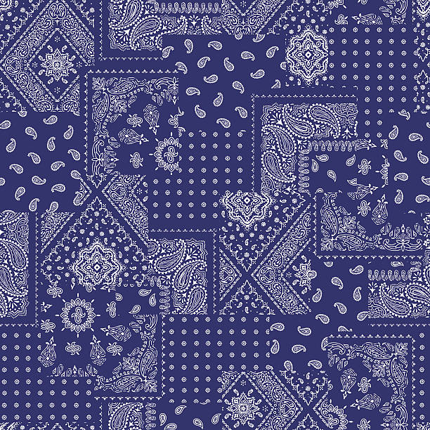 Bandanna design patchwork It is the patchwork of the bandanna design paisley pattern stock illustrations