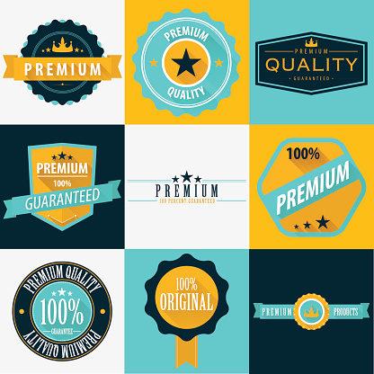 Flat Label Example Flat Labels Stock Illustration - Download Image Now - Badge, Beige ...