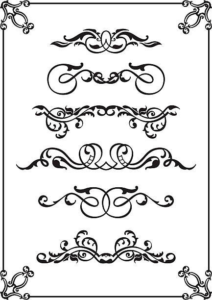 illustrations, cliparts, dessins animés et icônes de ensemble classique divide - swirl squiggle scroll shape decoration