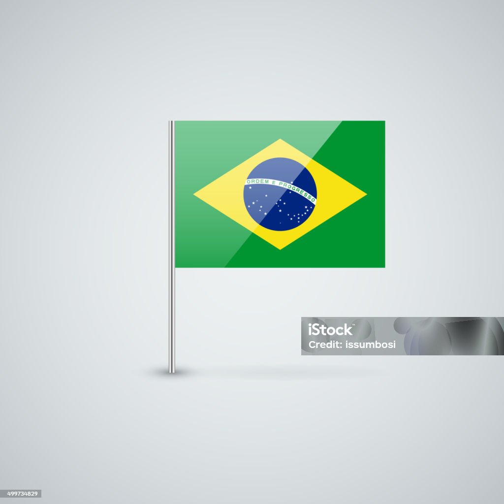 Flag of Brazil Isolated glossy icon with national flag of Brazil. Correct proportions and color scheme. Banner - Sign stock vector