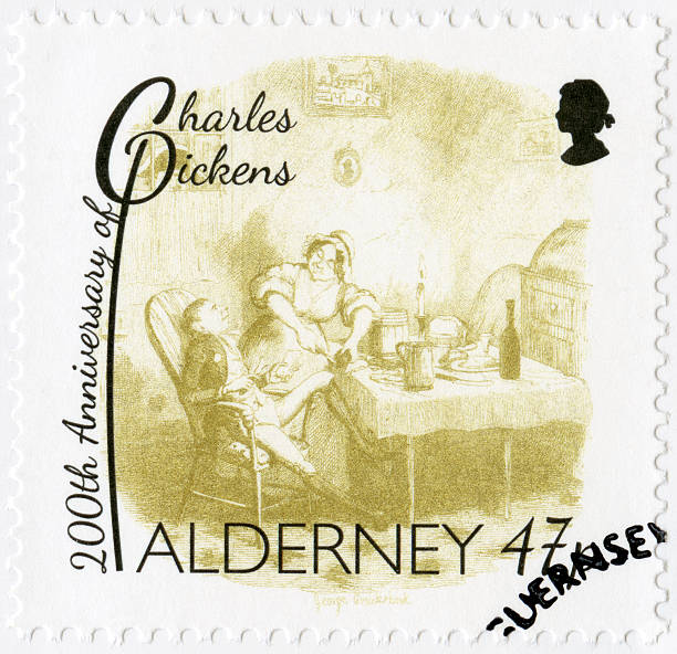 istock Postage stamp Alderney 2012 shows illustrations from Oliver Twist 499737447