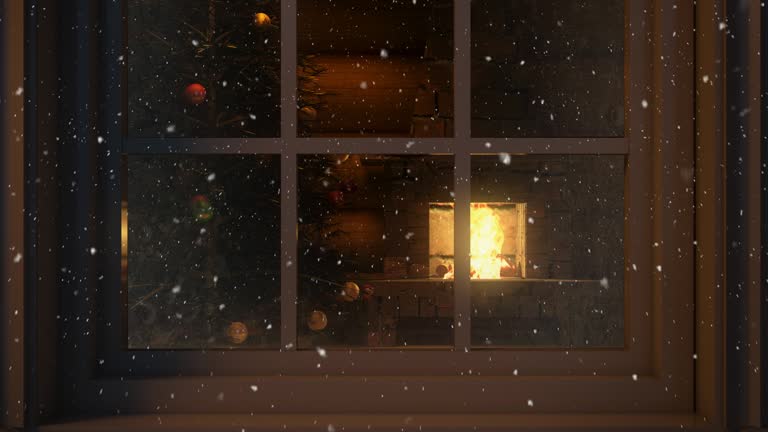 Christmas Scene Behind the Window  4K | Loopable