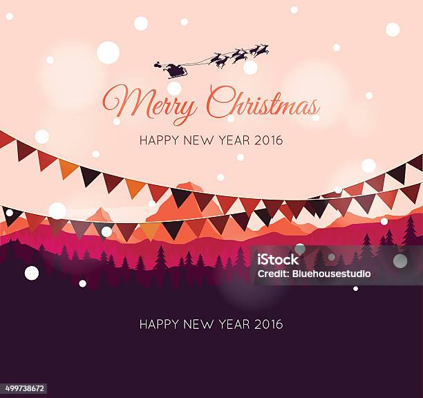 Happy New Year 2016 Stockvectorkunst en meer beelden van Kerstmis - Kerstmis, Trap - Trappen, Silhouet