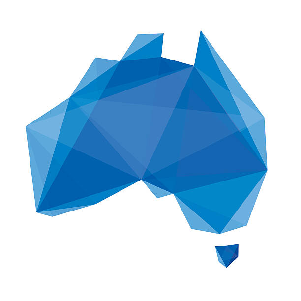 blue abstract map of australia in origami style - 北領地 插圖 幅插畫檔、美工圖案、卡通及圖標