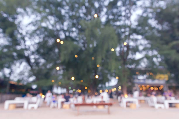 istock Pastel blurred background of beach restaurant. 499739338