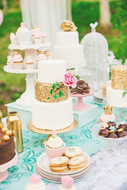 istock Dessert table with pretty cakes and cookies 499739545