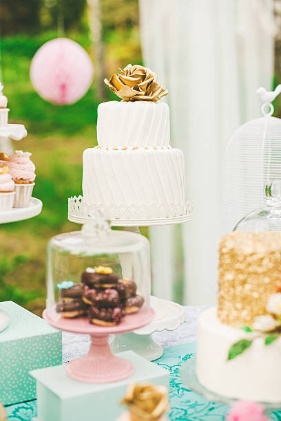 istock Dessert table with pretty cakes and cookies 499739549