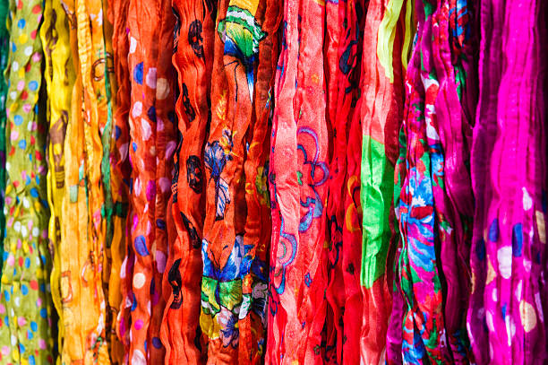 Fabrics Colorful fabrics sold at an open market sarong stock pictures, royalty-free photos & images