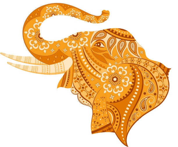 Decorated Elephant easy to edit vector illustration of elephant in floral design elephant vector illustration stock illustrations