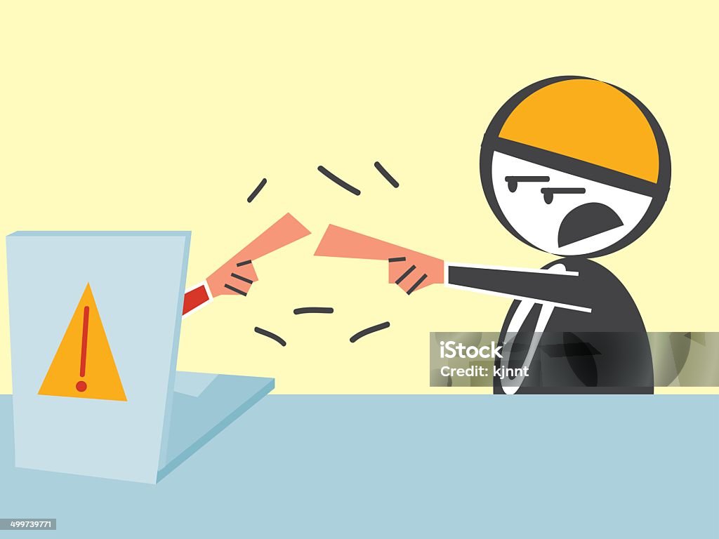 Frustrated Laptop Adult stock vector