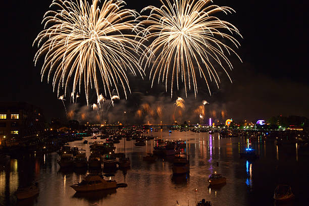 istock Fireworks Display Over Water - Bay City Michigan 499740271
