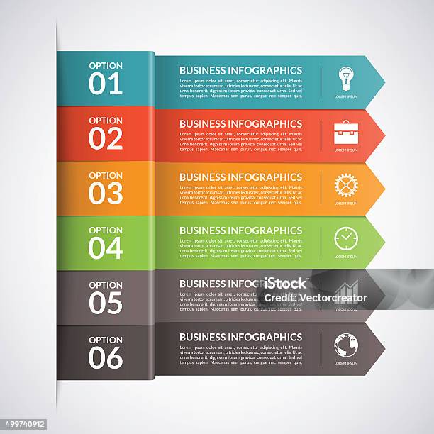 Arrow Business Infographics Template Vector Stock Illustration - Download Image Now - Infographic, Arrow Symbol, Number 6