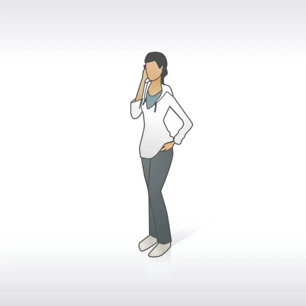 Vector illustration of Girl On Phone Illustration