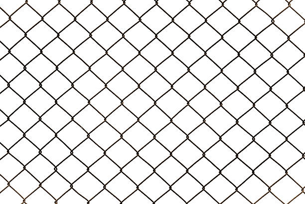 istock Rusty chain link fencing isolated on white background 499741070
