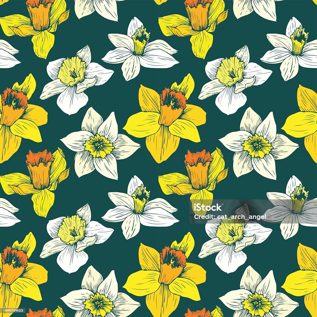 vector seamless floral pattern with narcissuses vector seamless floral pattern with narcissuses, hand drawn vector illustration Abstract stock vector