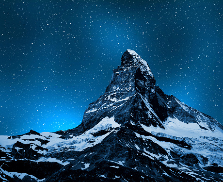 Matterhorn in night sky - Swiss Alps 