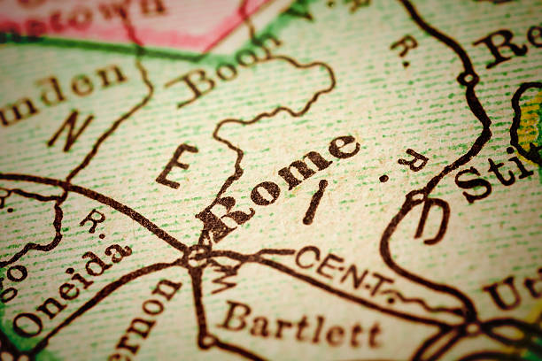istock Rome, New York on an Antique map 499747122