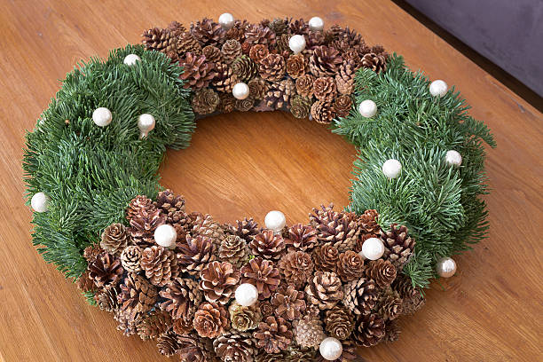 istock Advent wreath on a wooden surface 499747970