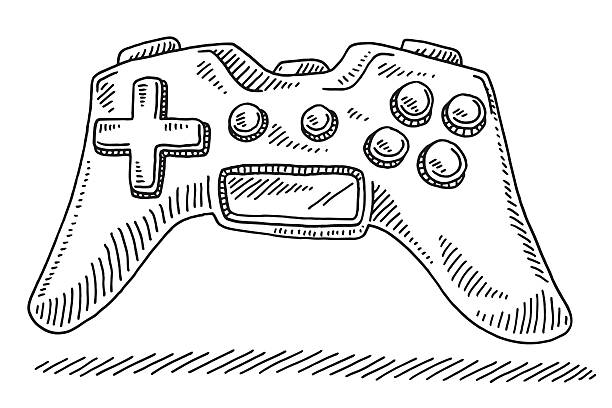 ilustrações, clipart, desenhos animados e ícones de controle de video game desenho - video game gamepad black isolated on white