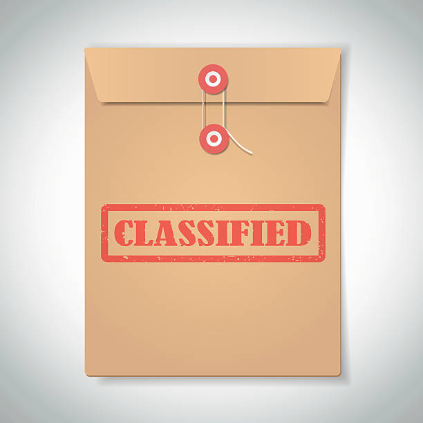 Classified red stamp text on brown folder Classified red stamp text on brown folder classified ad stock illustrations