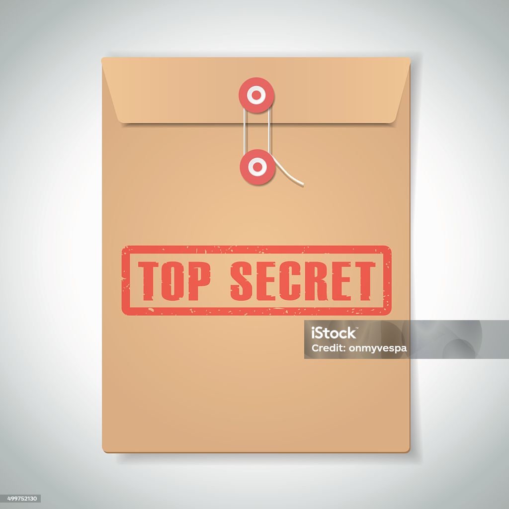 Stamp top secret with red text over brown document file Confidential stock vector