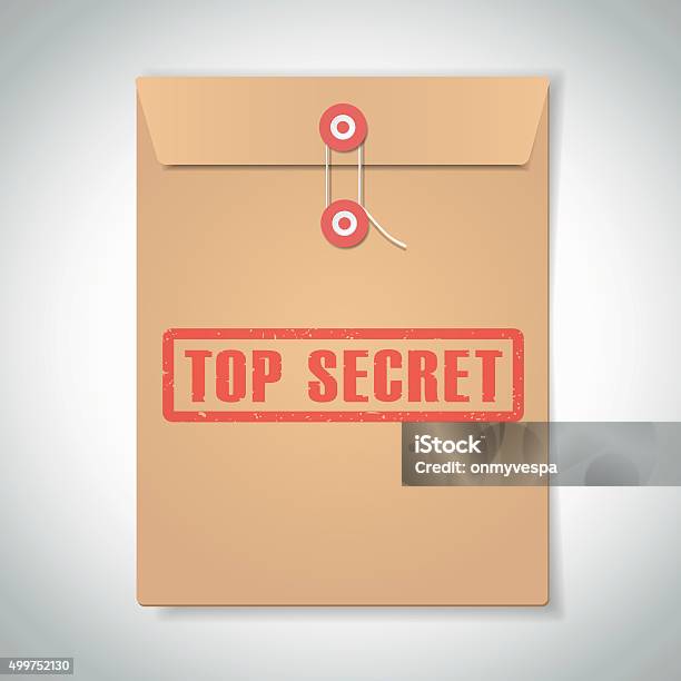 Stamp Top Secret With Red Text Over Brown Document File Stock Illustration - Download Image Now