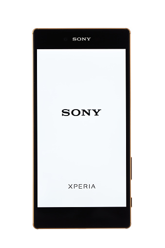 Varna, Bulgaria - November 25, 2015: Cell phone model Sony Xperia Z5 Premium has IPS LCD capacitive touchscreen, 23 MP camera, and 2160 x 3840 px Resolution. Announced 2015, September