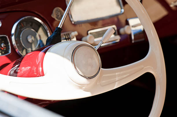 istock Steering Wheel and Dashboard Interior of Vintage Car 499754327