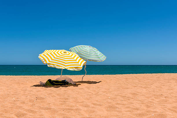 istock Colorful beach umbrellas on the sandy beach 499756343
