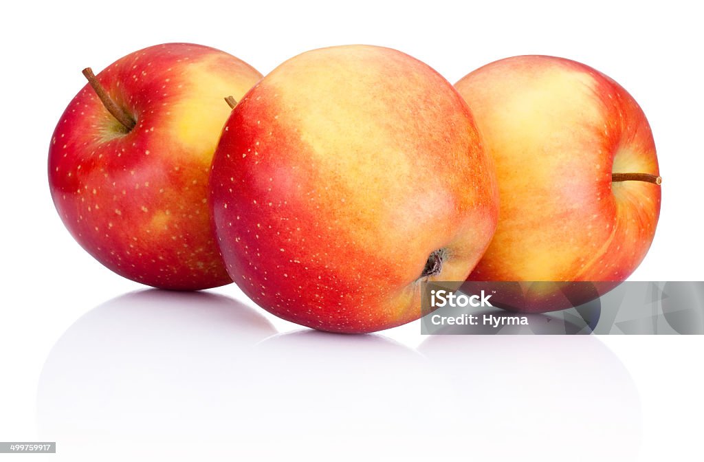 3 레드 사과들 과일 흰색 배경 - 로열티 프리 0명 스톡 사진