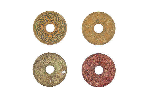 istock Old ancient coins of Thailand decay isolated 499760859
