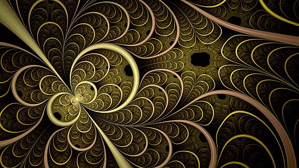 istock Colorful fractal flower pattern, gold digital artwork 499760869