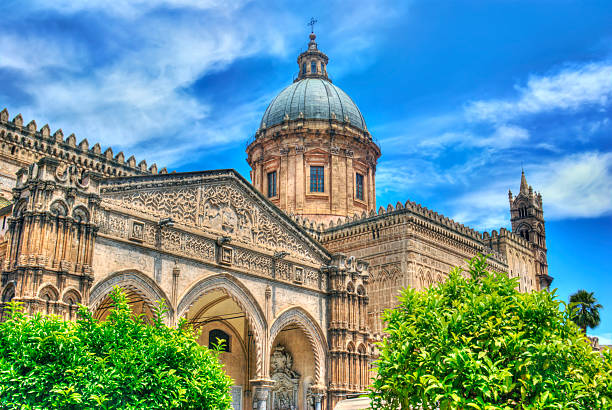 cattedrale di palermo- sicilia - stile normanno foto e immagini stock