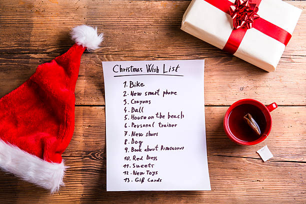 クリスマスの構成、様々な物 - wish list ストックフォトと画像