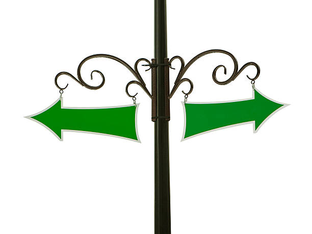 two road sign arrow shape isolated on white background