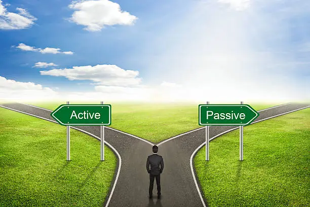 Photo of Businessman concept,  Active or Passive road to the correct way.