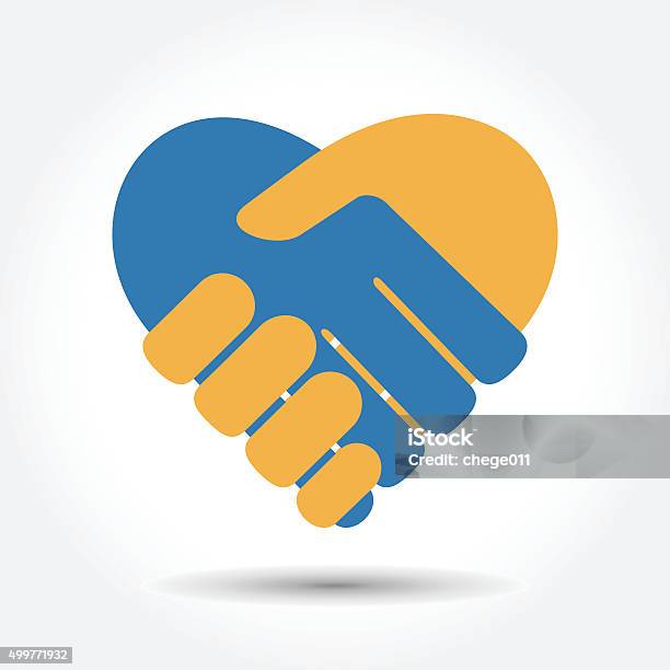 Handshake In The Form Of Heart Stock Illustration - Download Image Now - Respect, Handshake, Heart Shape